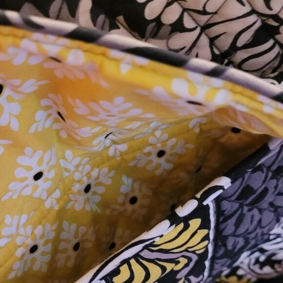 Vera Bradley Yellow and Black Paisley Print backpack with multiple pockets - Picture 6 of 6